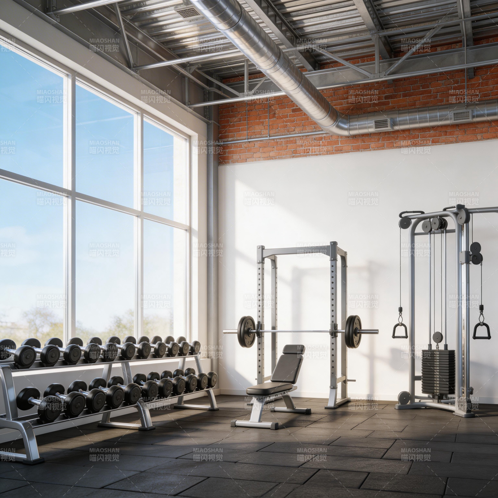 现代健身房一角图片