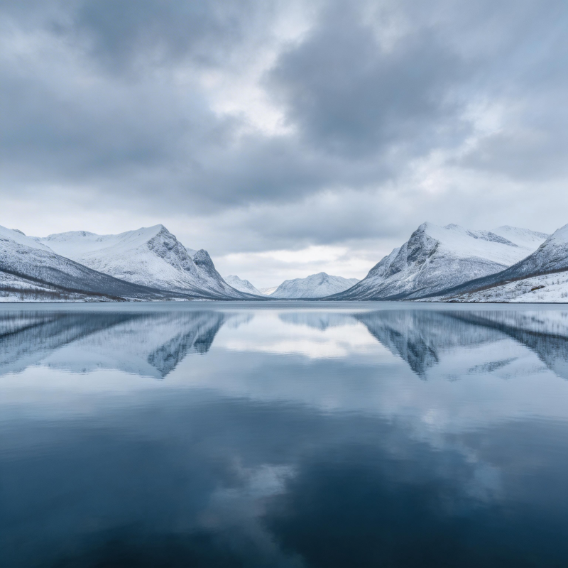 雪山倒影湖面图片