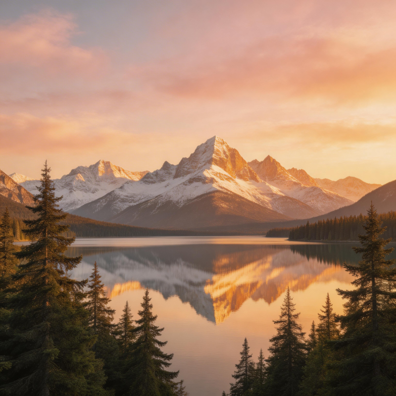 雪山倒影湖光图片