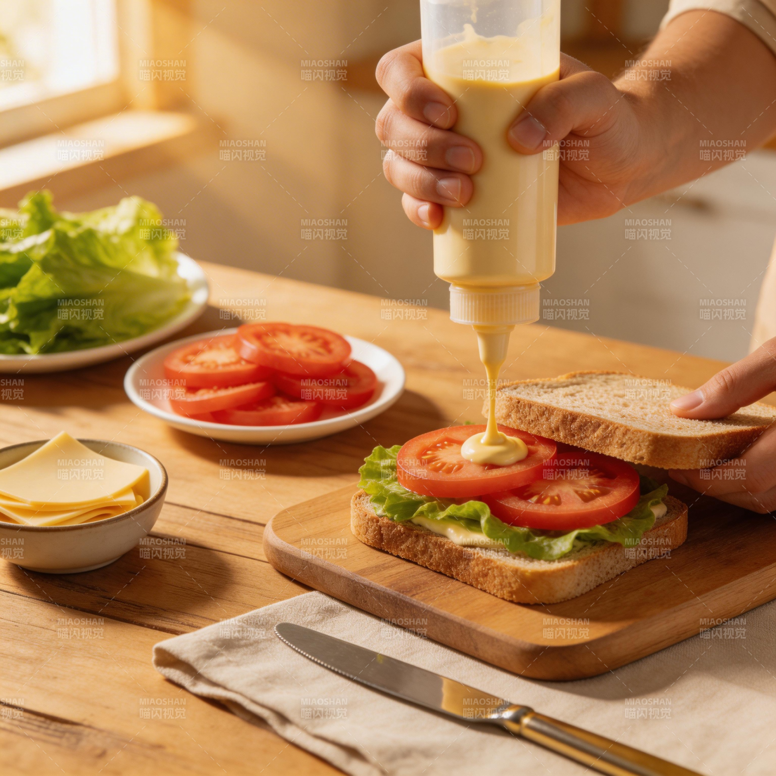 制作美味三明治图片