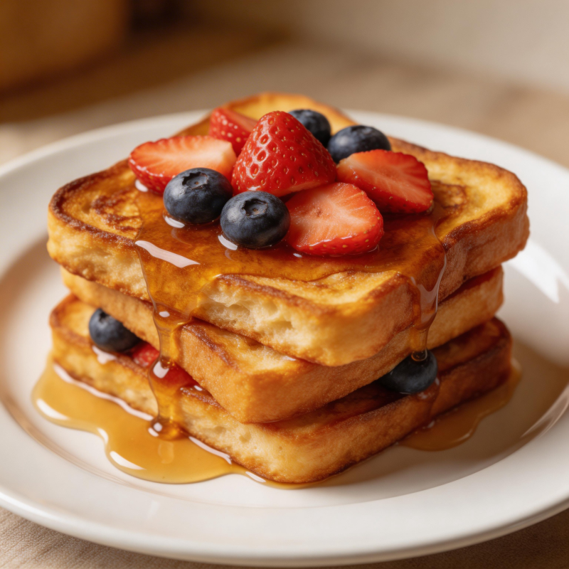 香煎吐司配水果图片