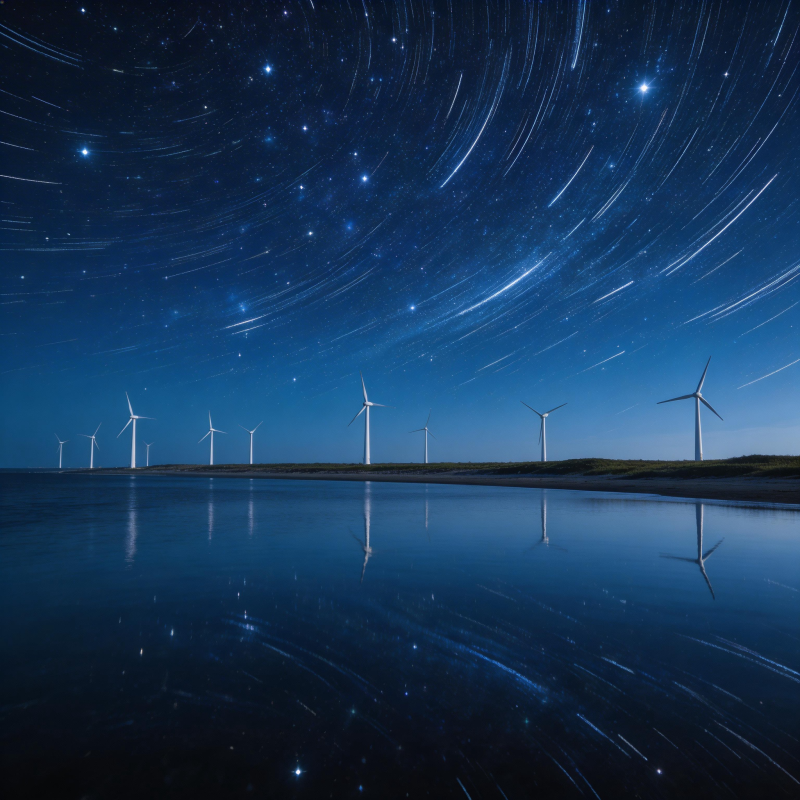 星轨风车夜景图片