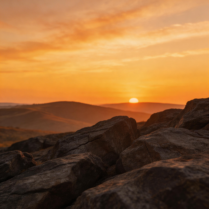 山巅日落美景图片
