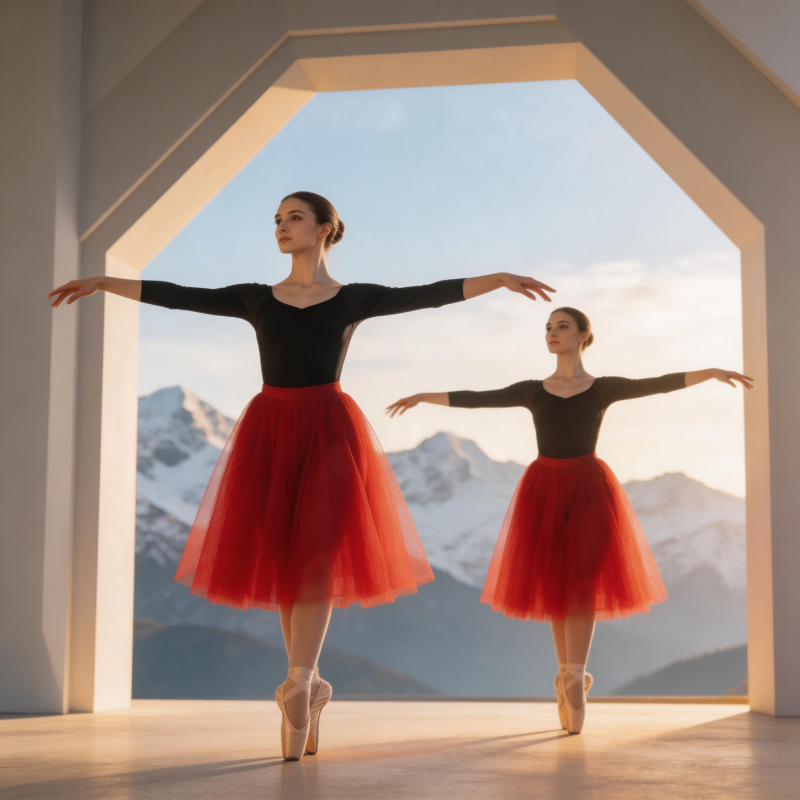 红裙芭蕾双影图片