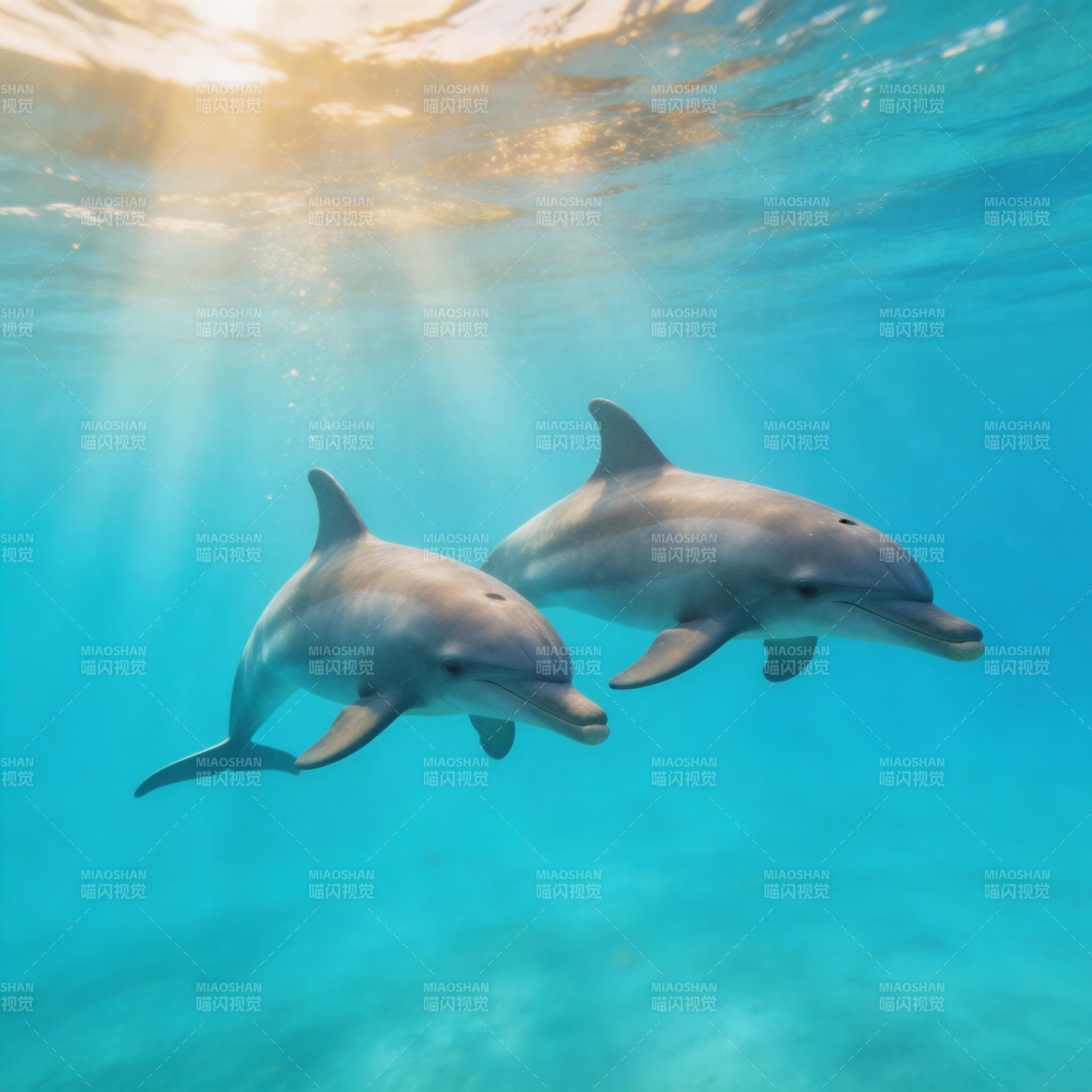 海豚共舞碧波中图片
