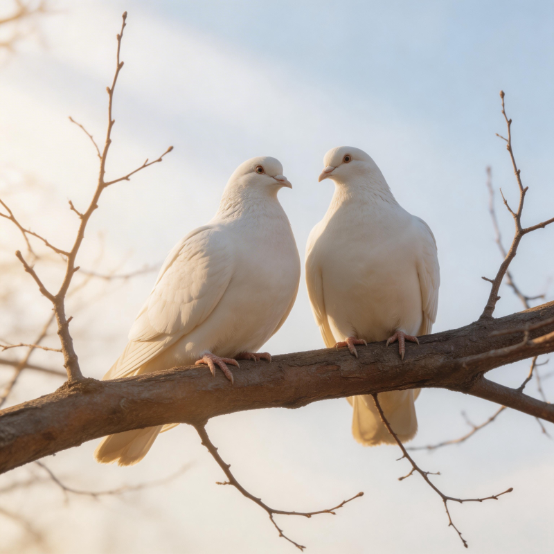 白鸽栖枝 相依相伴图片