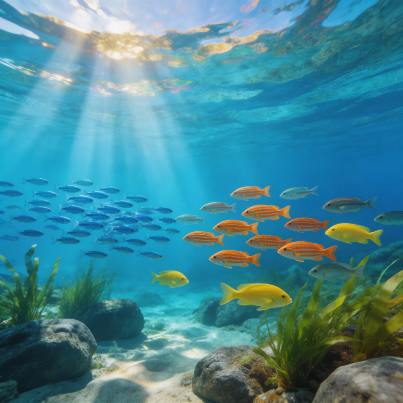 海底鱼群游弋图片