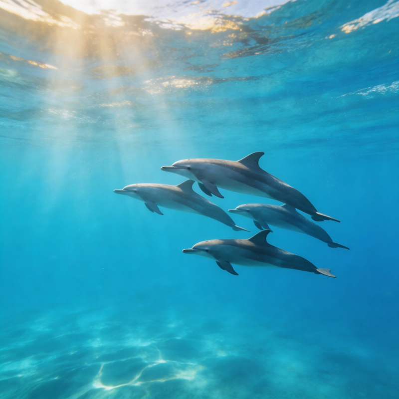 海豚共舞碧波中图片