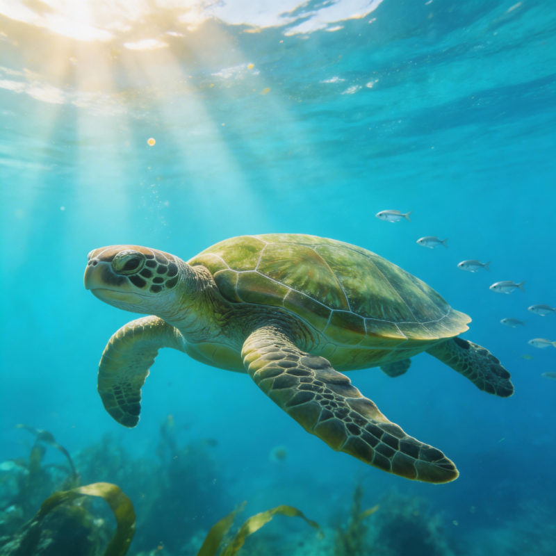 海龟悠游海底图片