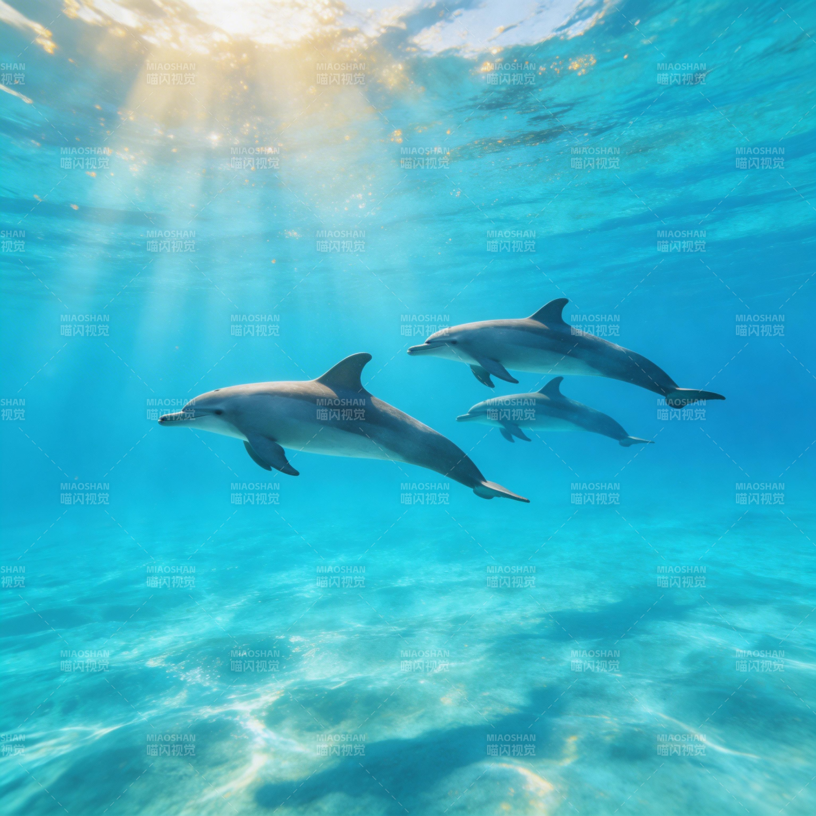 海豚畅游碧海图片