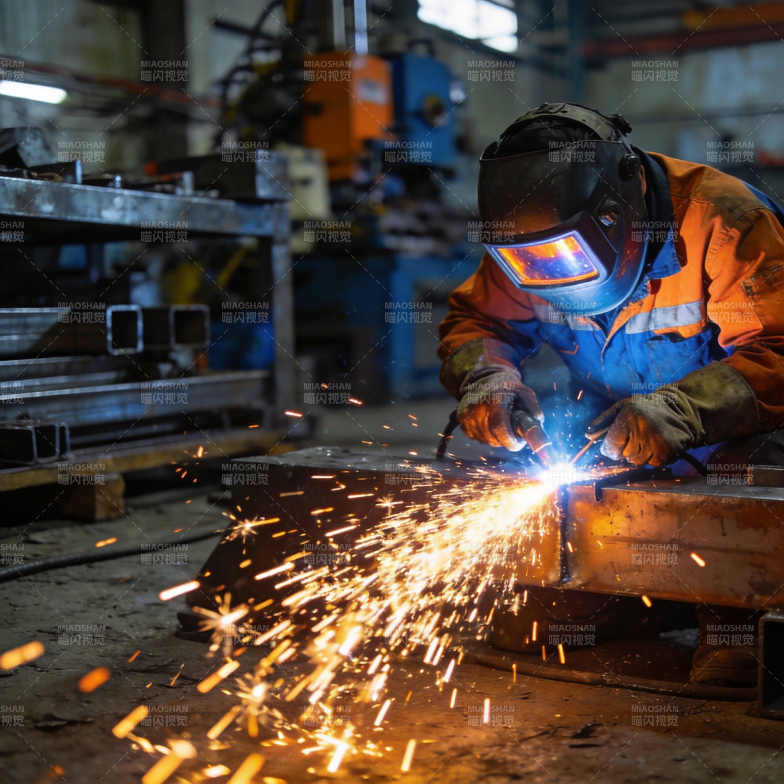焊工作业 火花四溅图片