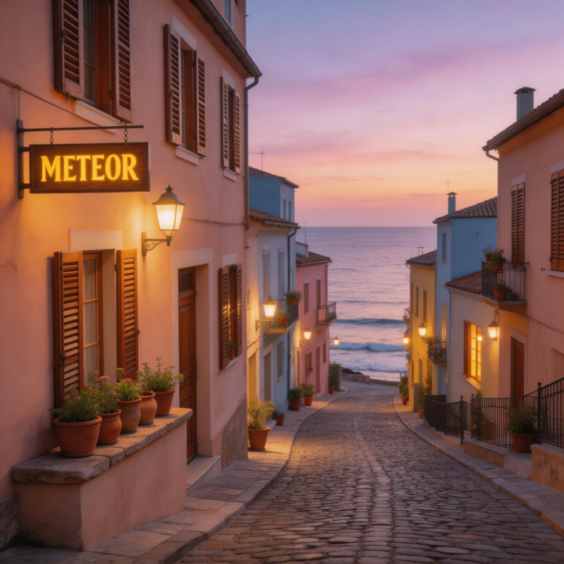 暮色海岸小巷图片