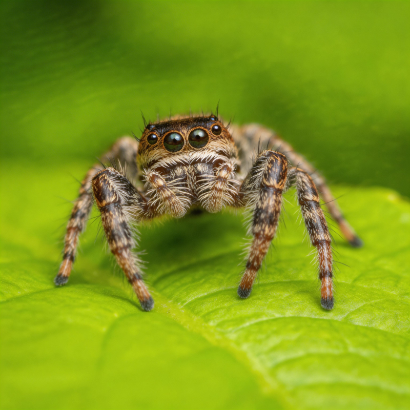 绿叶上的跳蛛图片