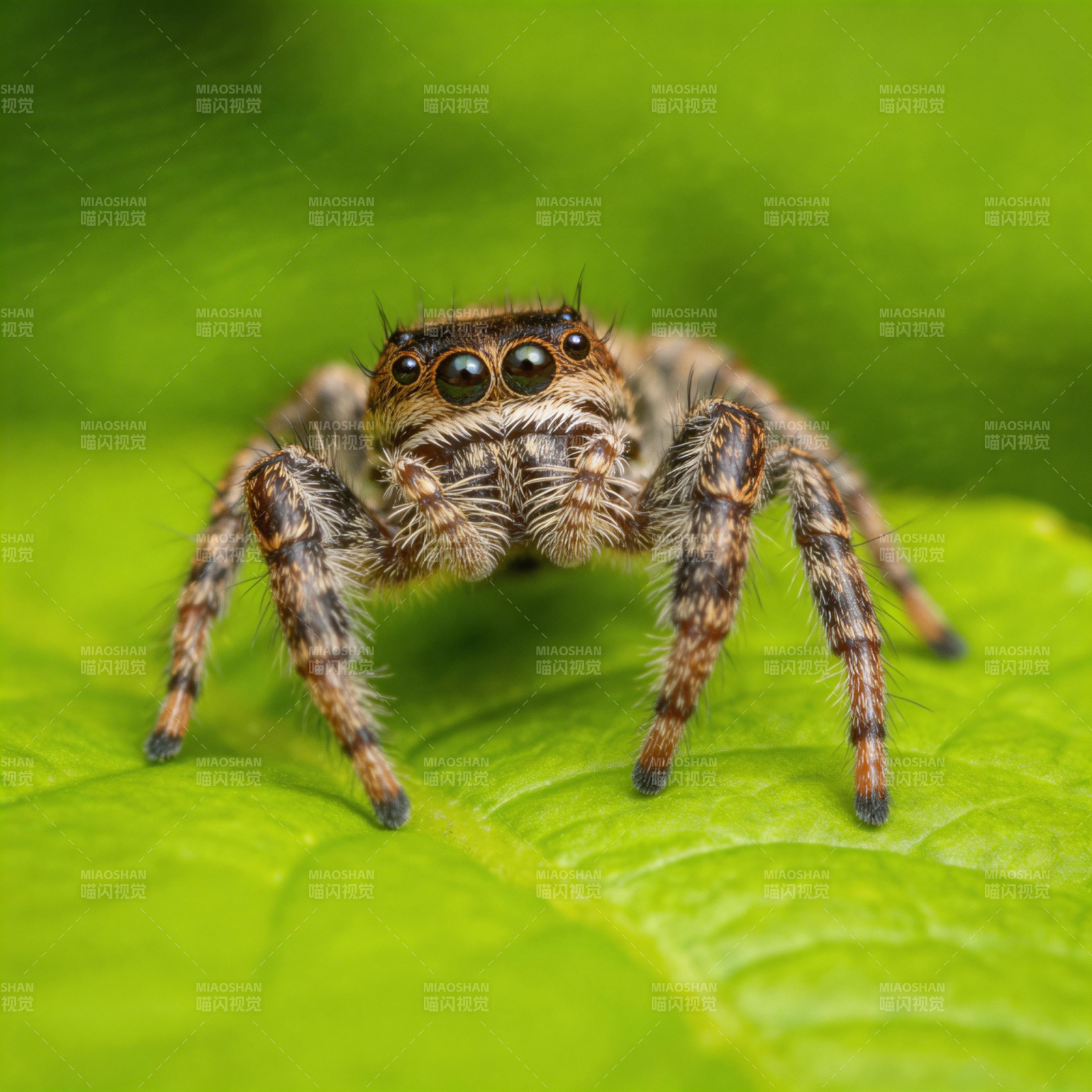 绿叶上的跳蛛图片