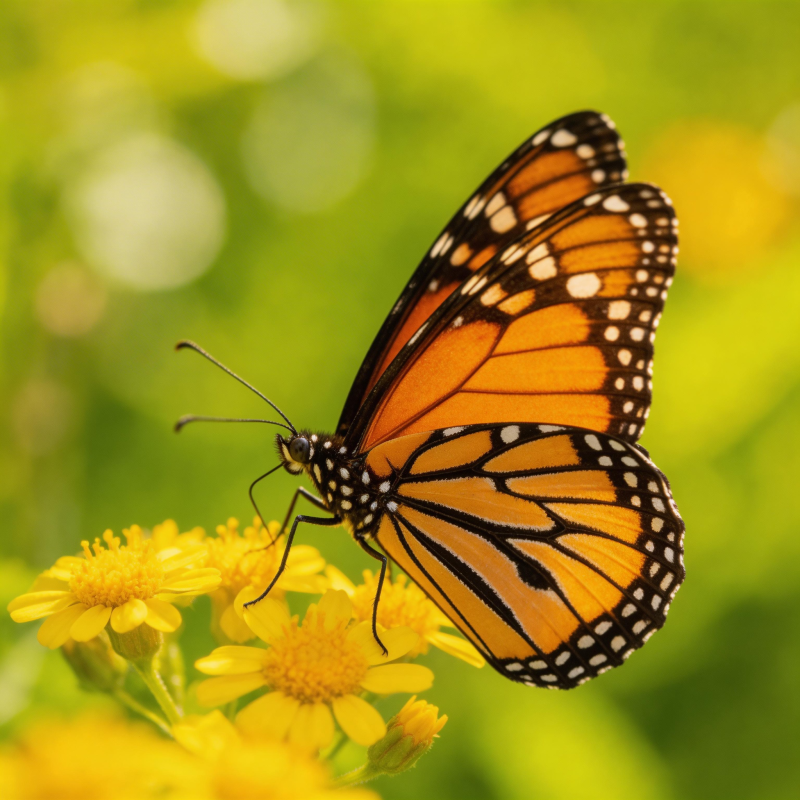 帝王蝶栖花图片