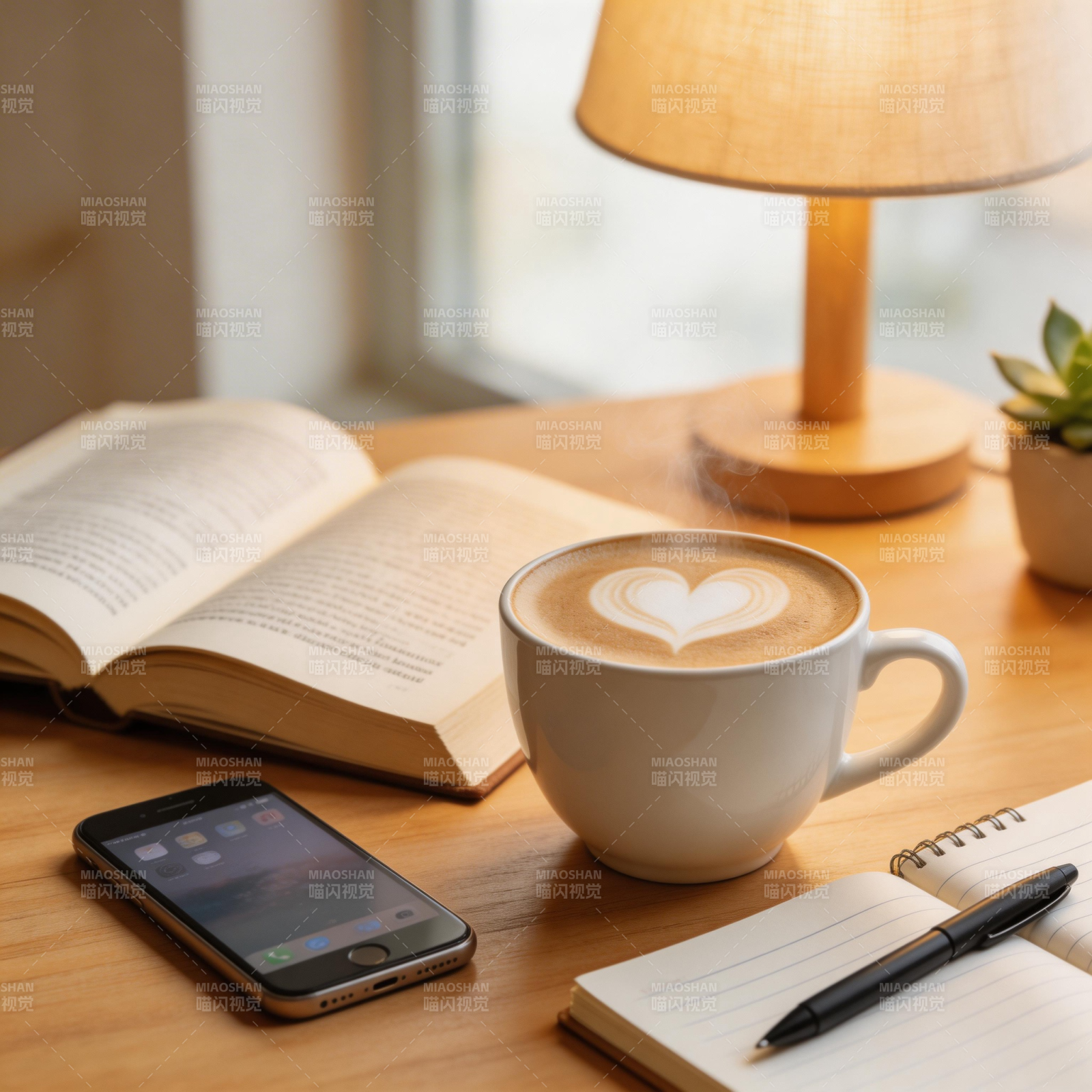咖啡书桌静谧时光图片