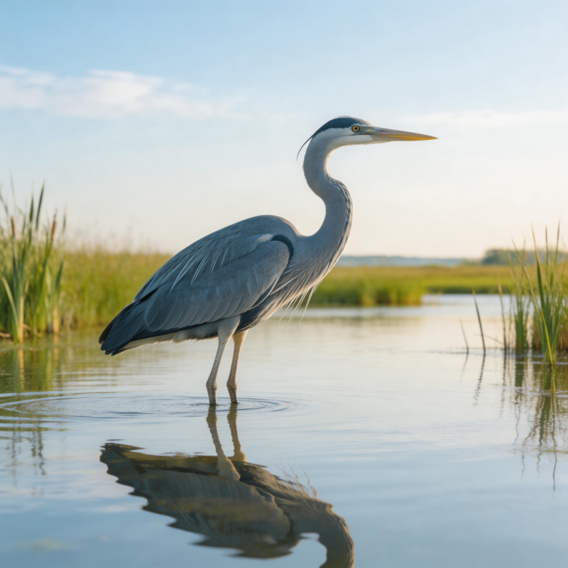 苍鹭静立水边图片