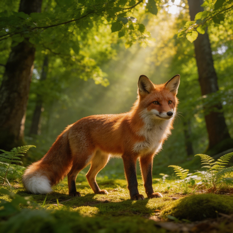 林间红狐静立图片