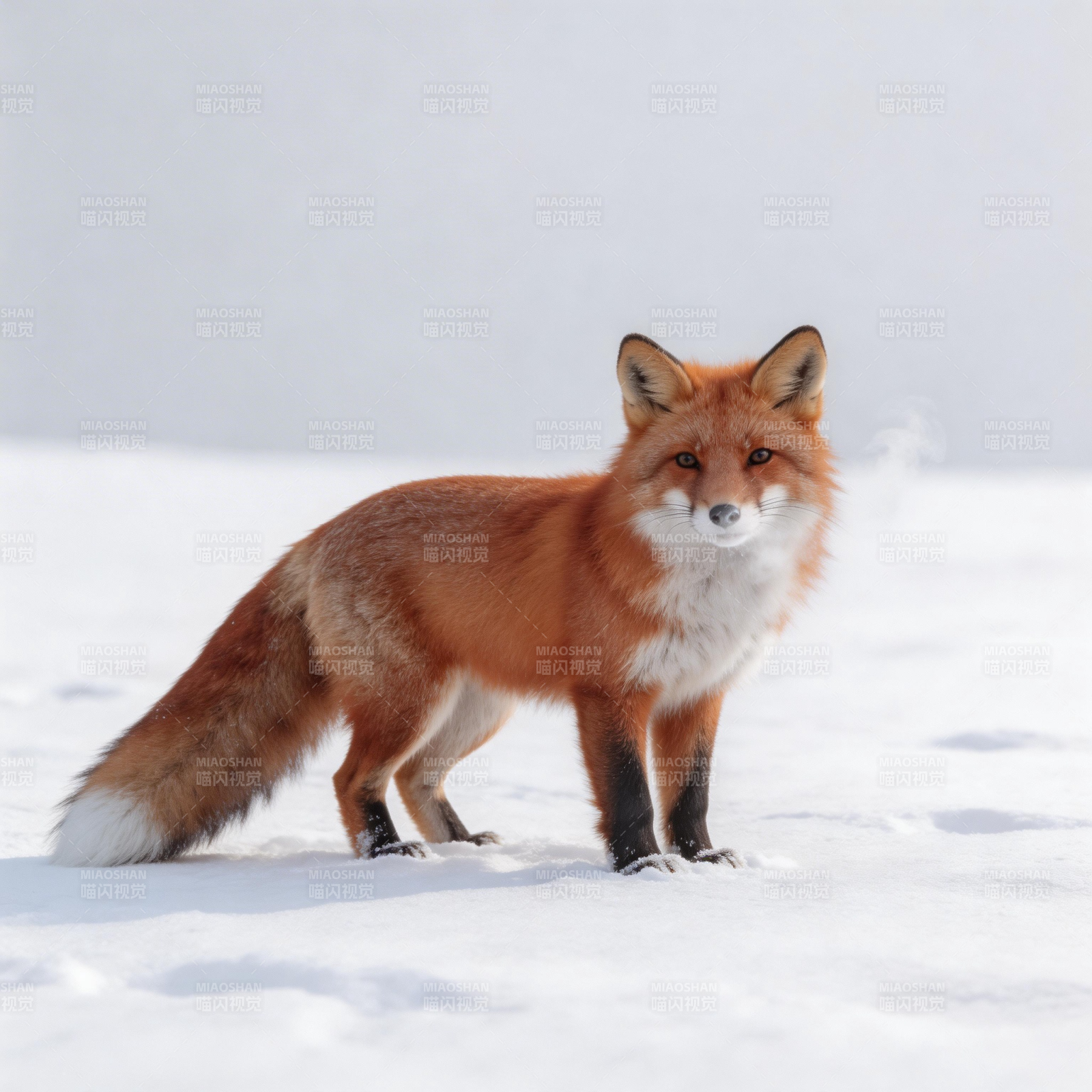 雪地红狐静立图片