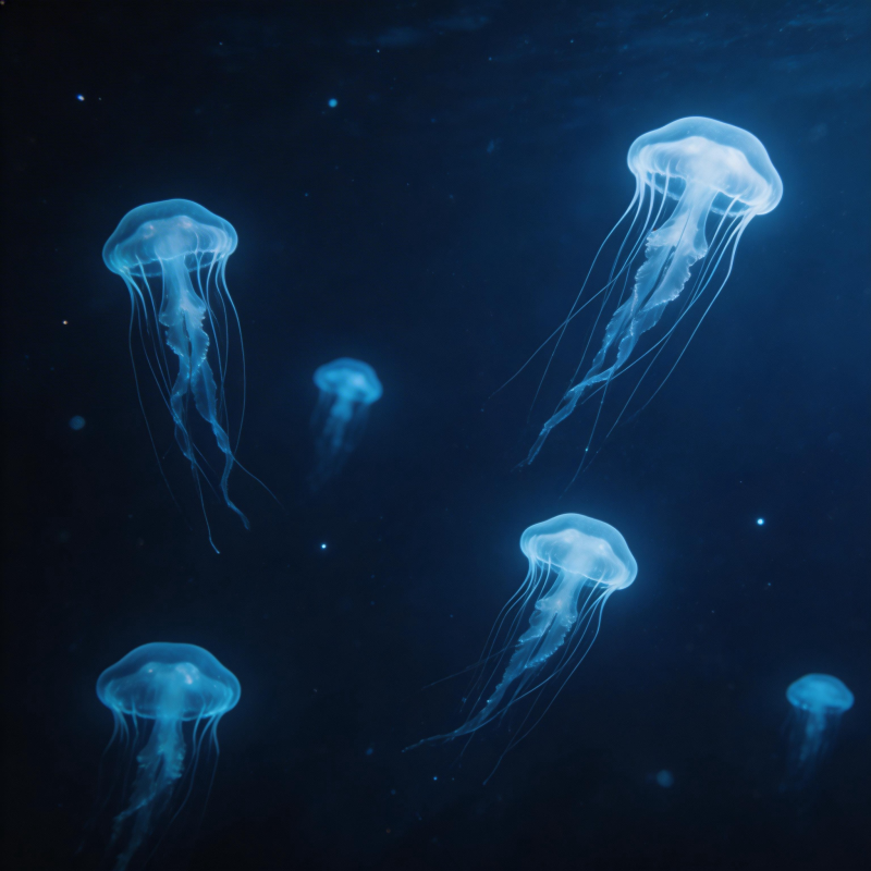 深海荧光水母图片
