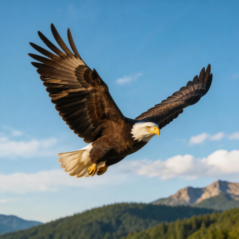 雄鹰翱翔山间图片