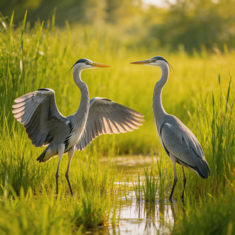 双鹭湿地共舞图片
