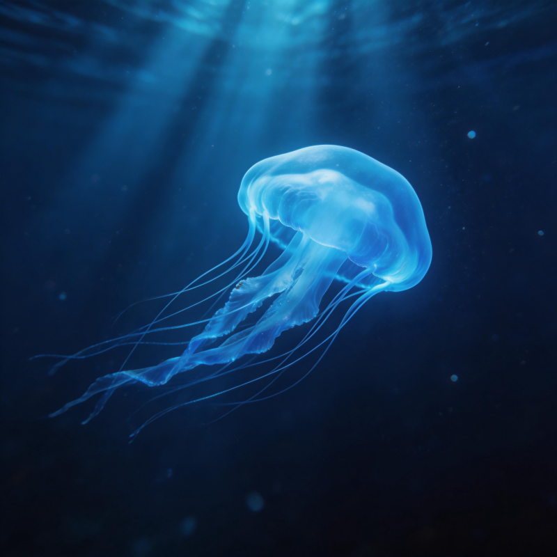 深海蓝光水母图片