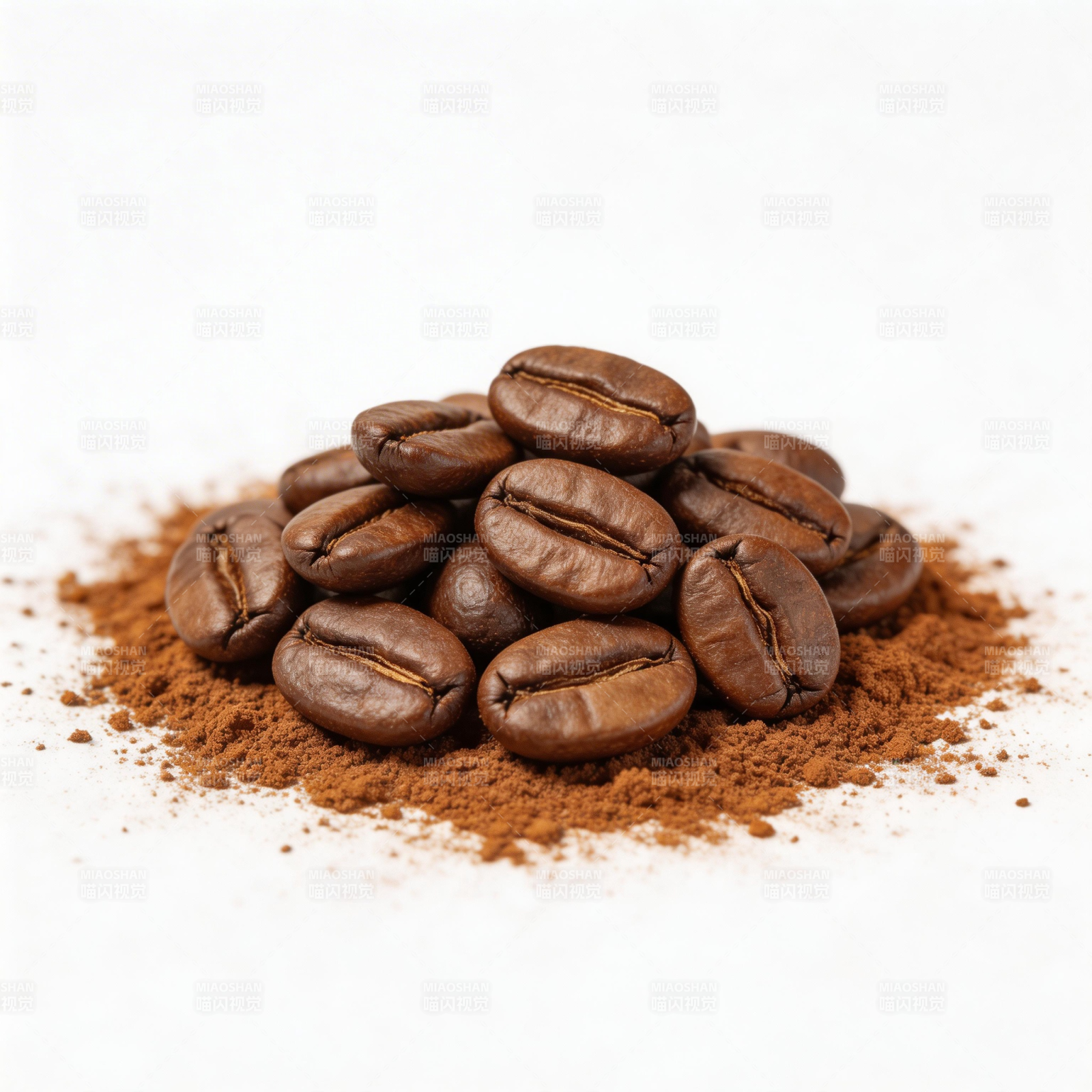 咖啡豆与粉图片