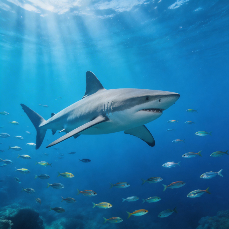 鲨鱼游弋深海图片