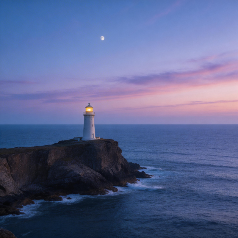 灯塔月夜海景图片