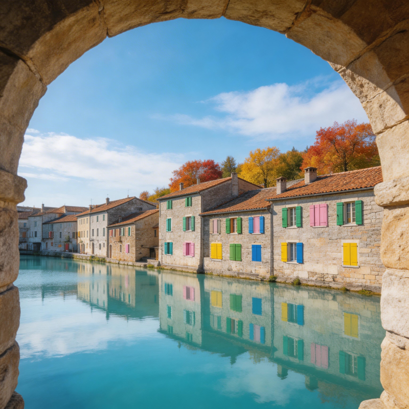 彩窗映水 秋色如画图片