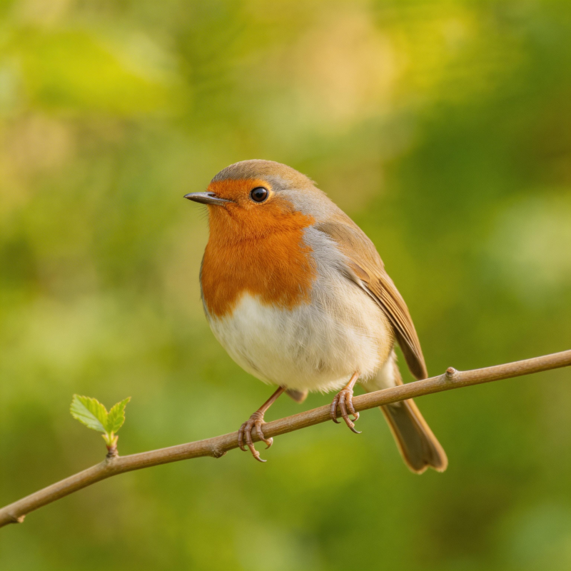 红胸小鸟栖枝头图片
