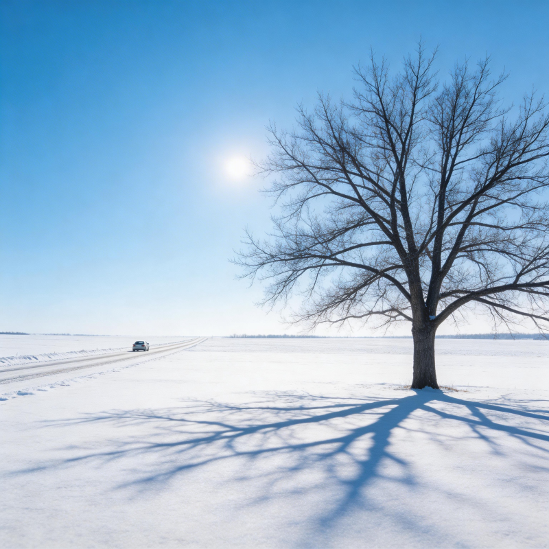 雪原孤树影图片