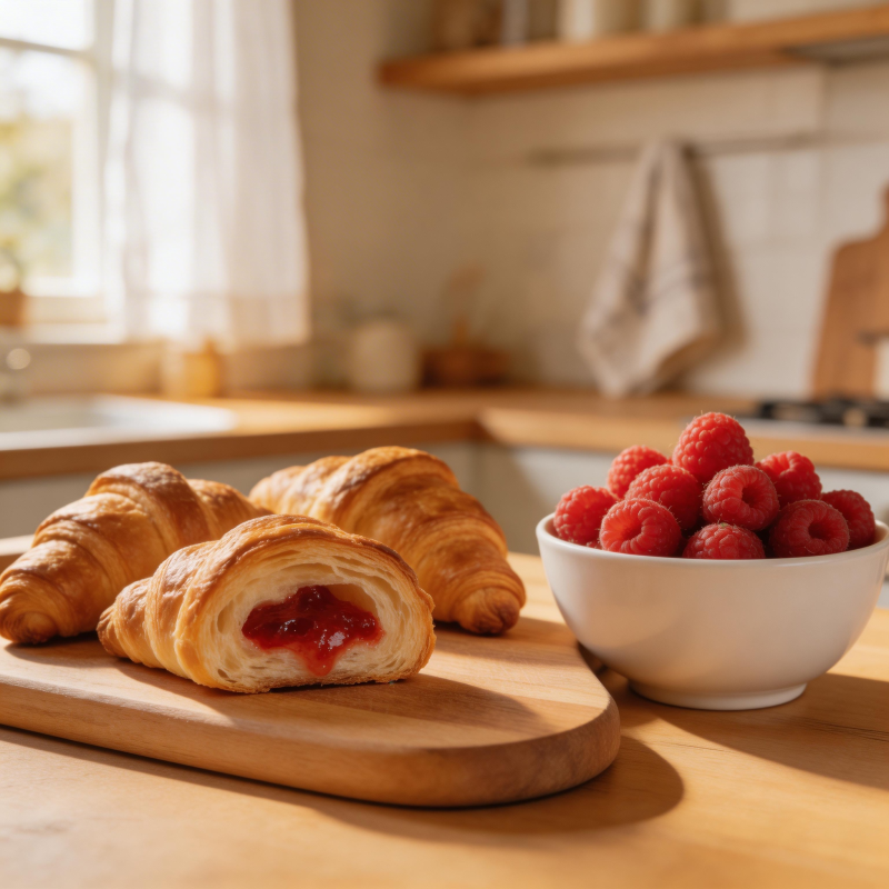 新鲜果酱羊角面包图片