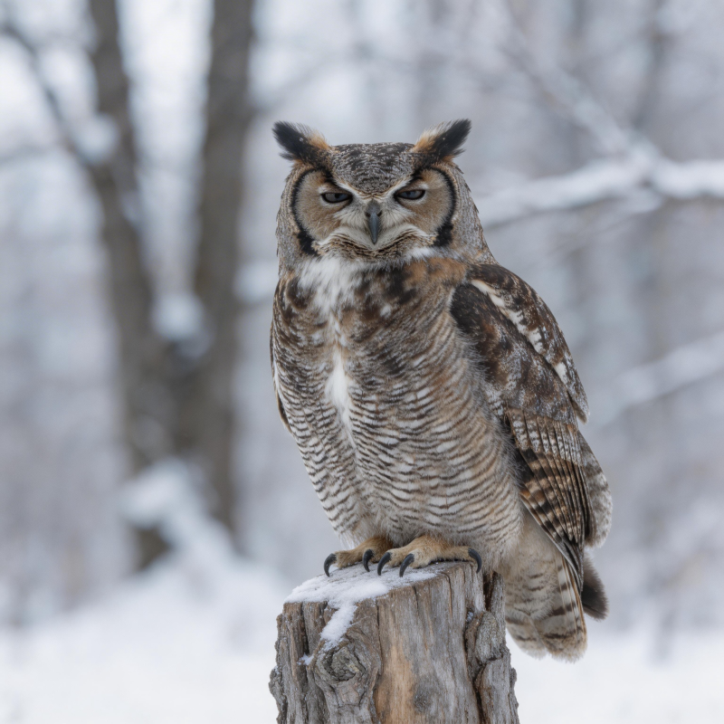 雪地猫头鹰栖息图片
