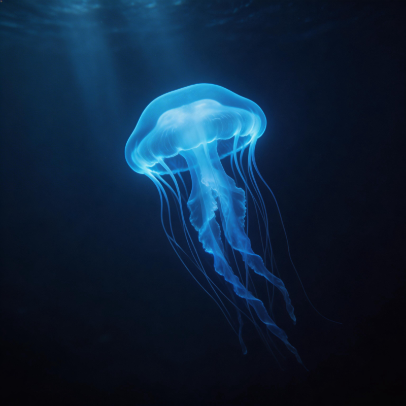 深海蓝光水母图片