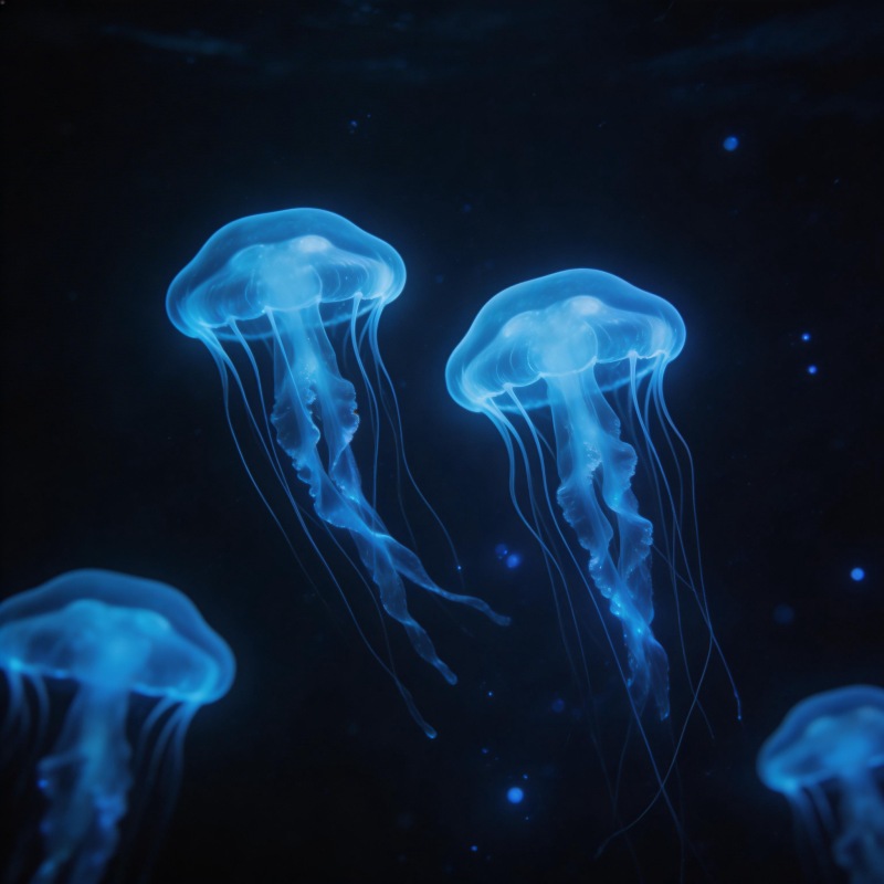 深海荧光水母图片