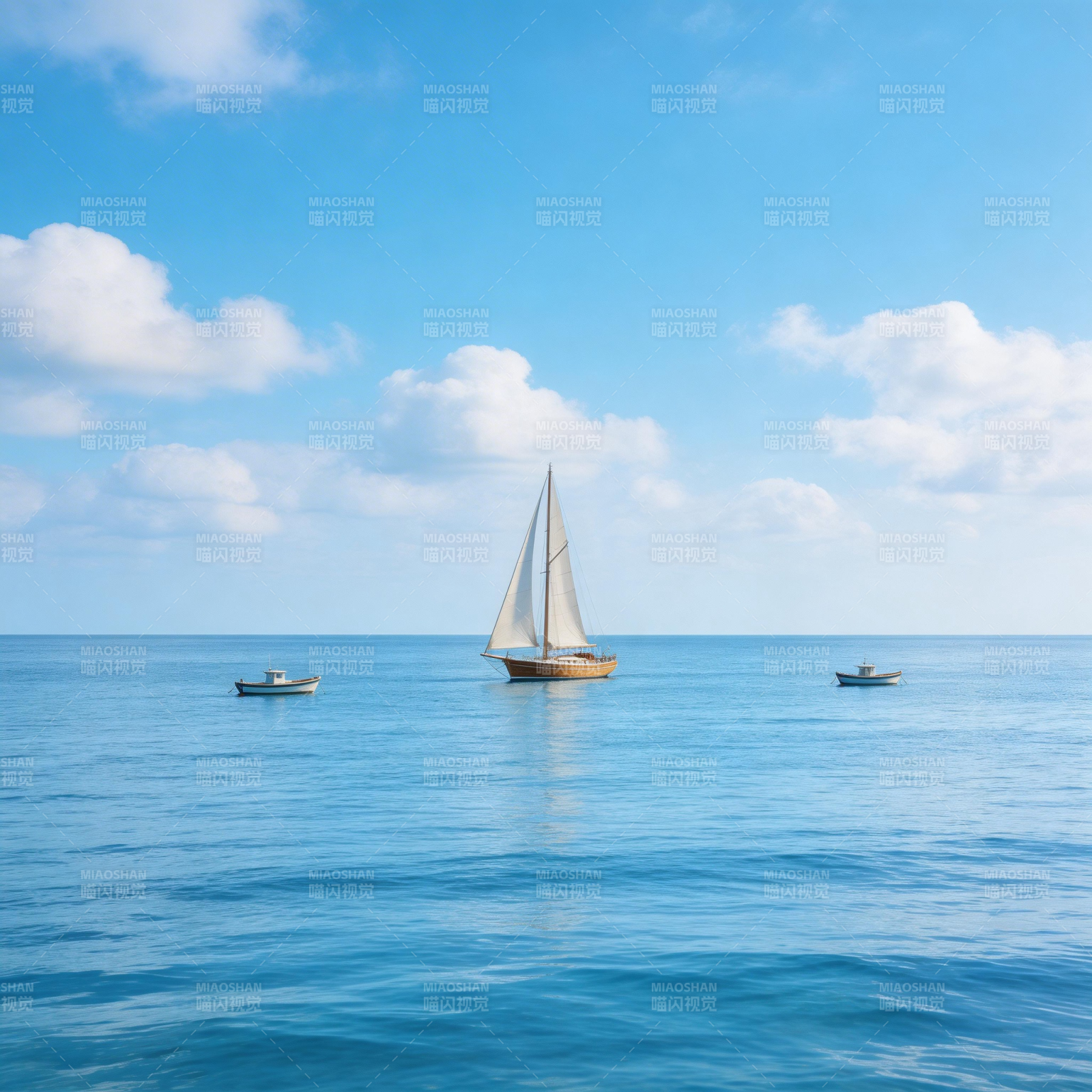 碧海蓝天帆影图片