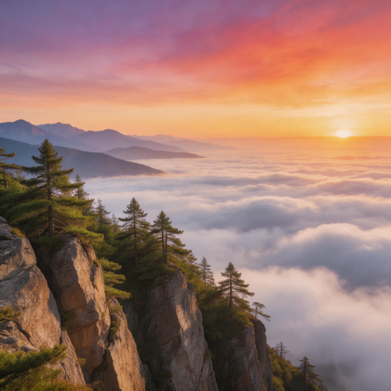 云海日出山巅图片