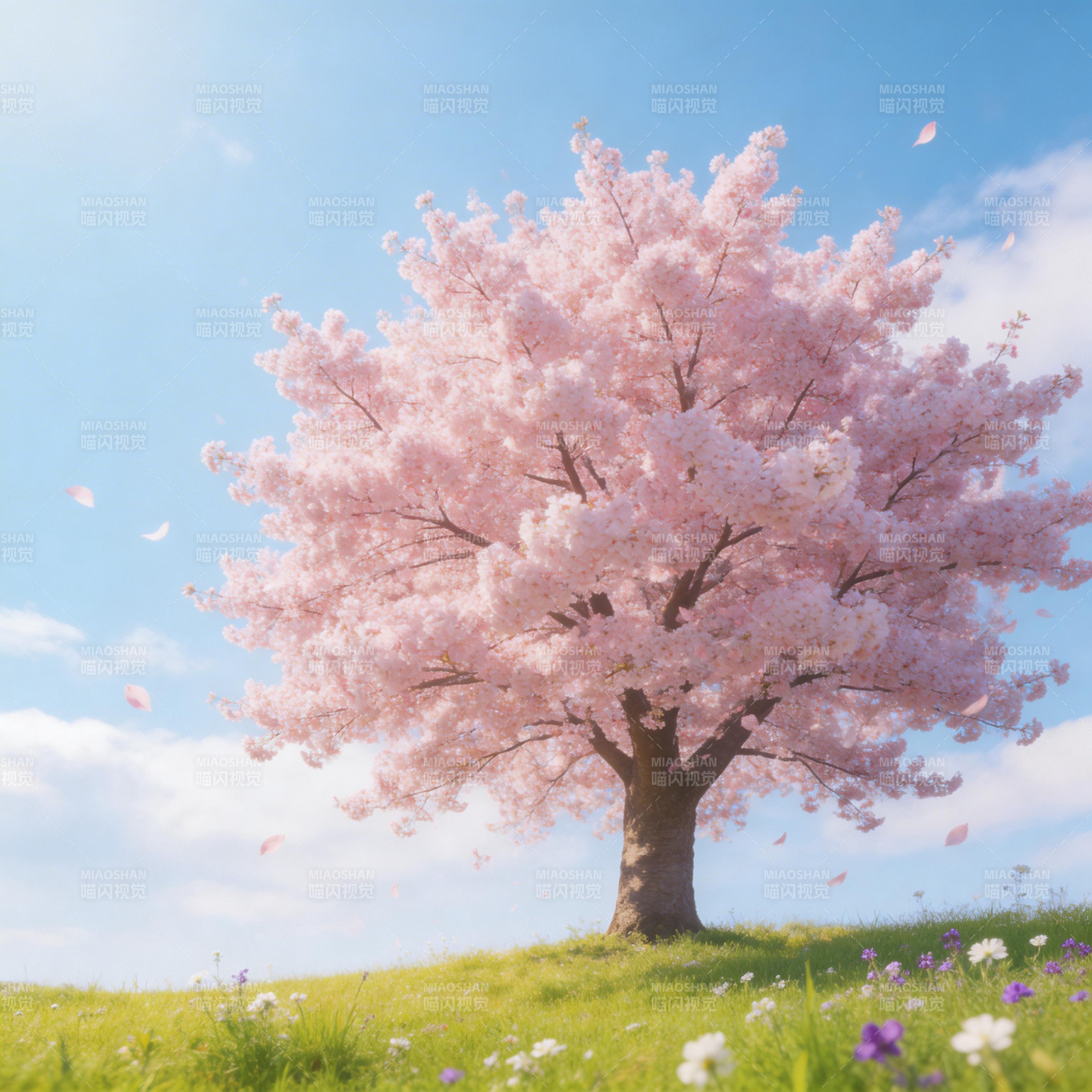 樱花树下春意浓图片