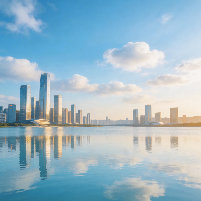 城市天际线倒影图片