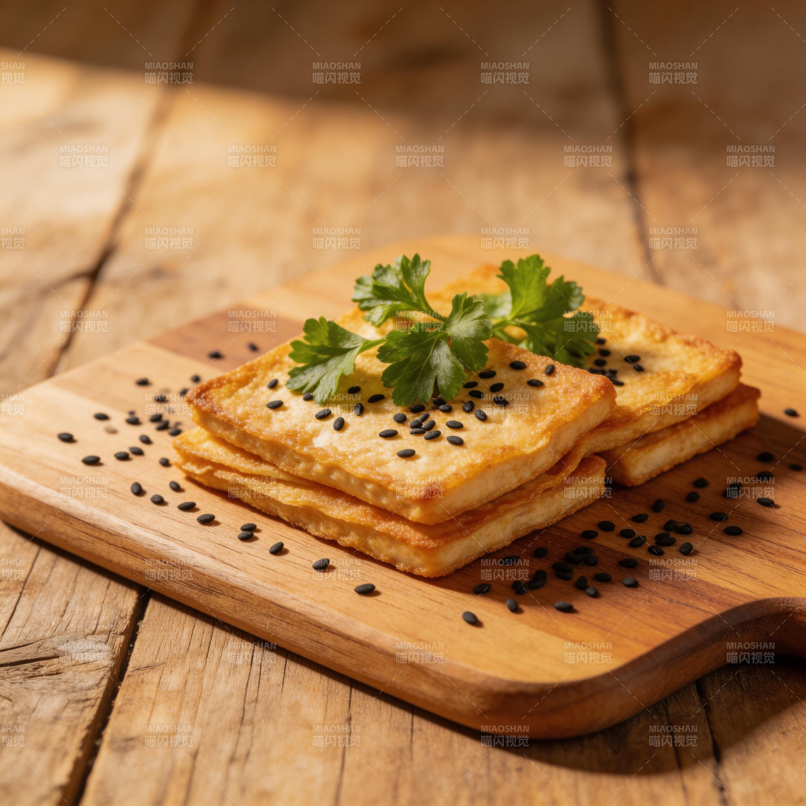 香煎豆腐配香菜图片