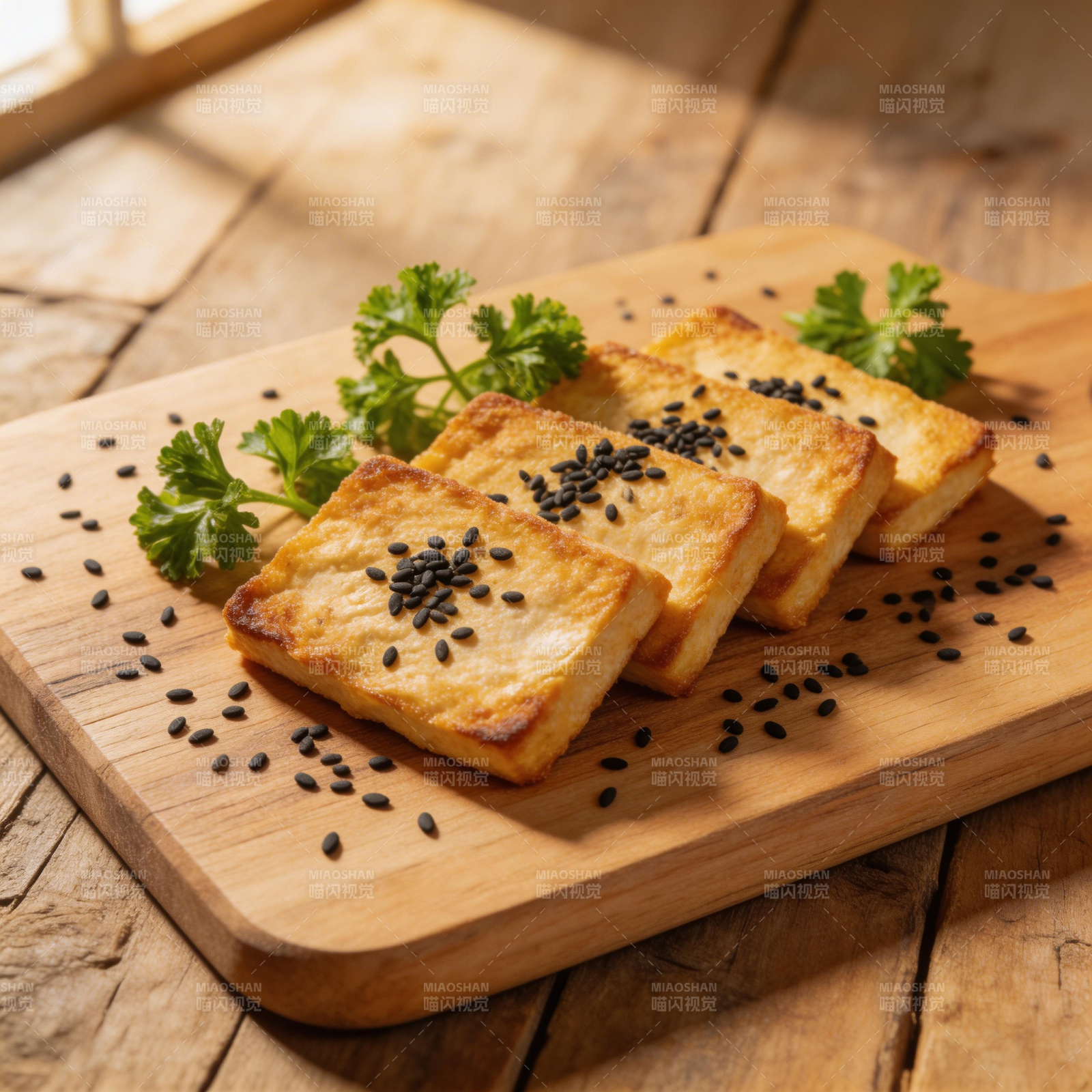 香煎豆腐配芝麻图片