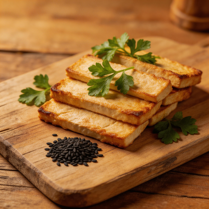 香煎豆腐配香菜图片