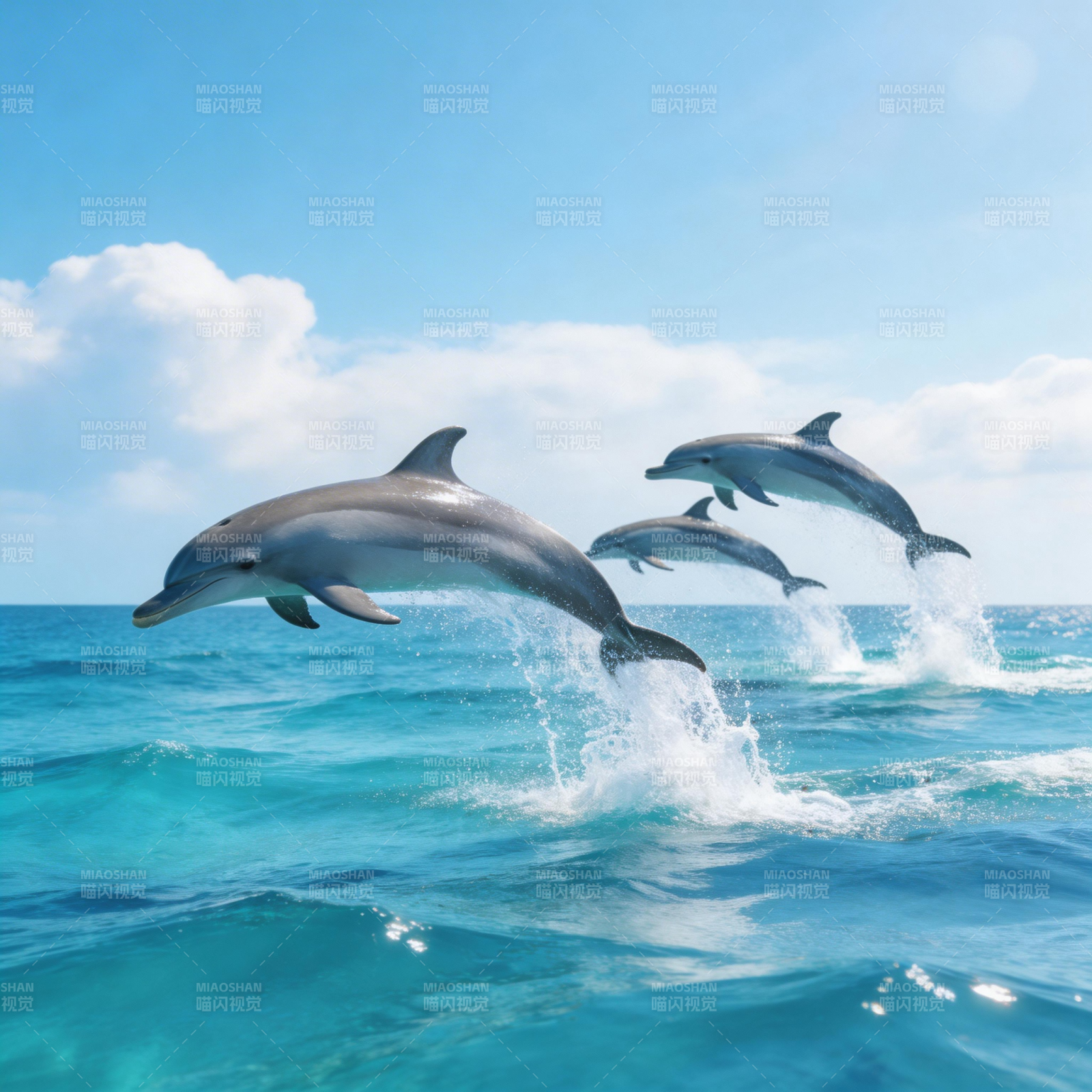 海豚跃出水面图片