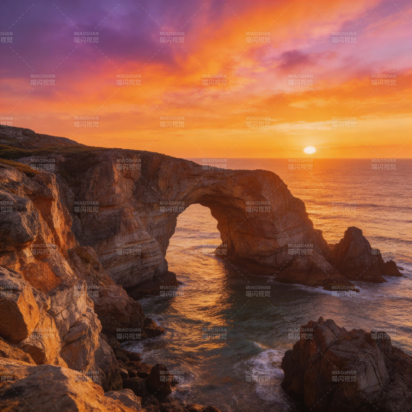 日落海拱奇景图片