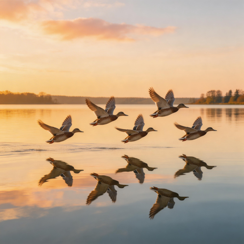 飞鸭映湖光图片