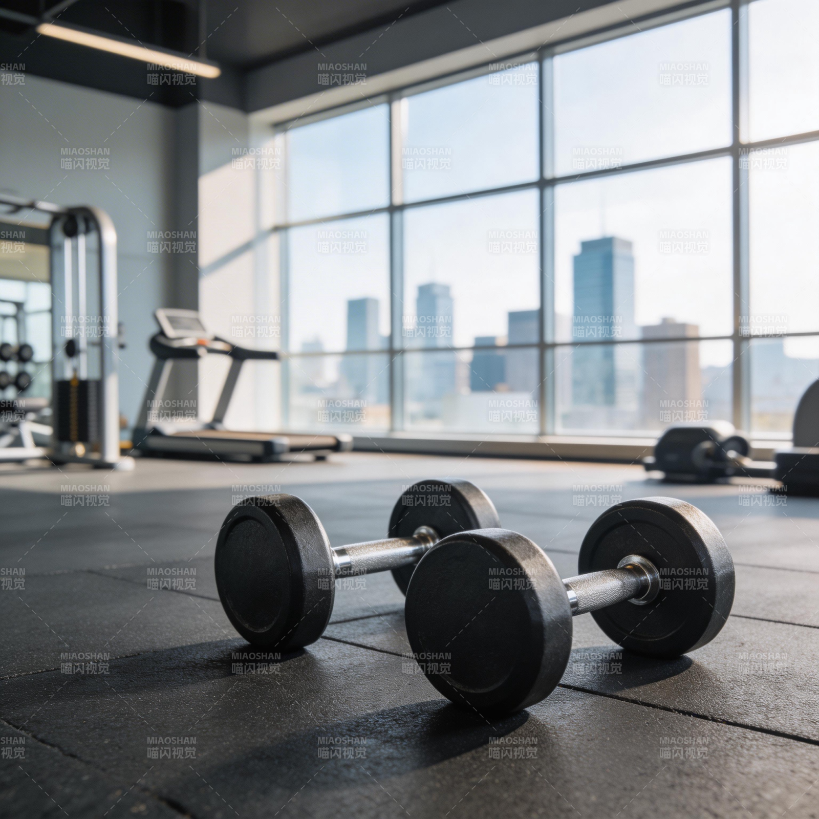 健身房哑铃特写图片