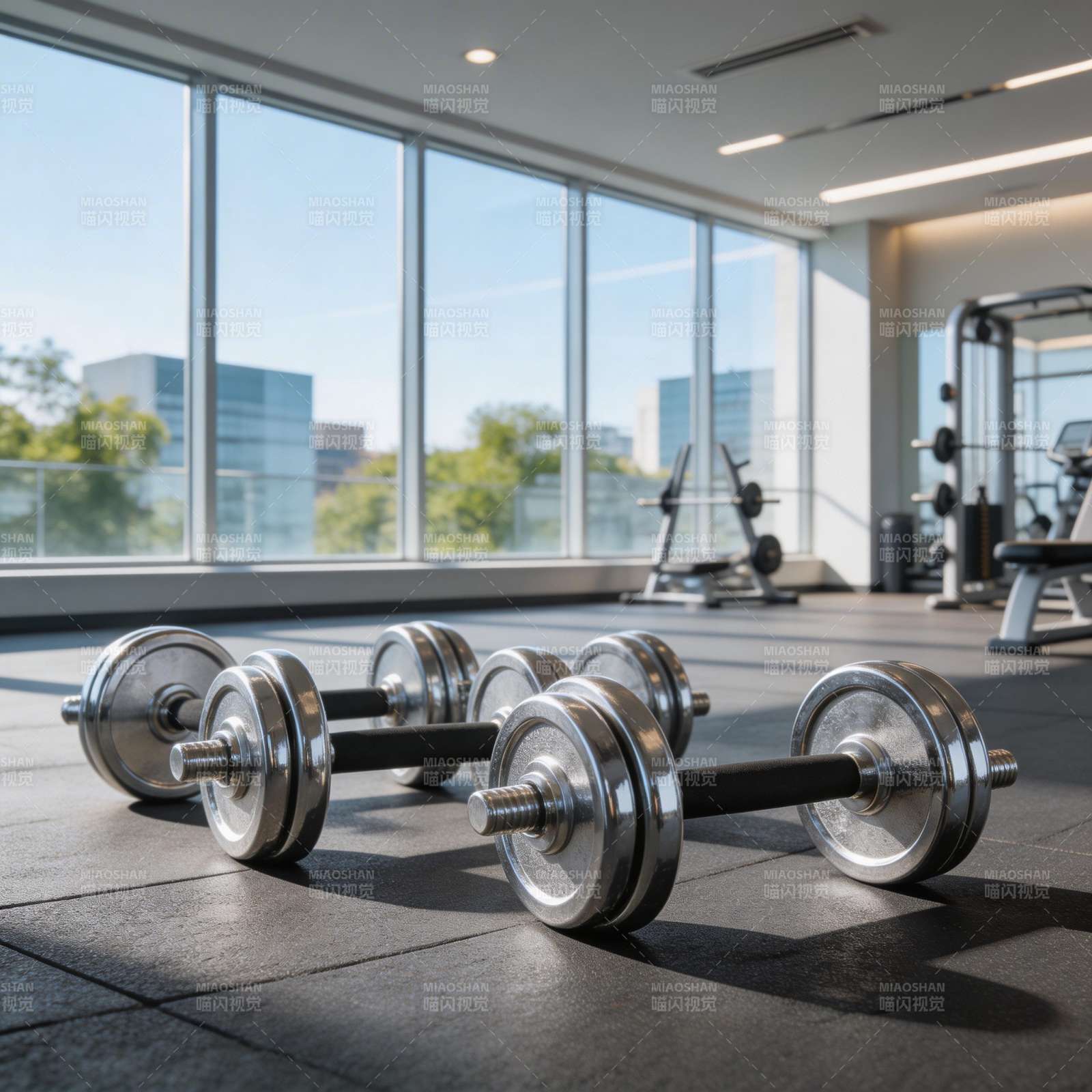 健身房哑铃特写图片