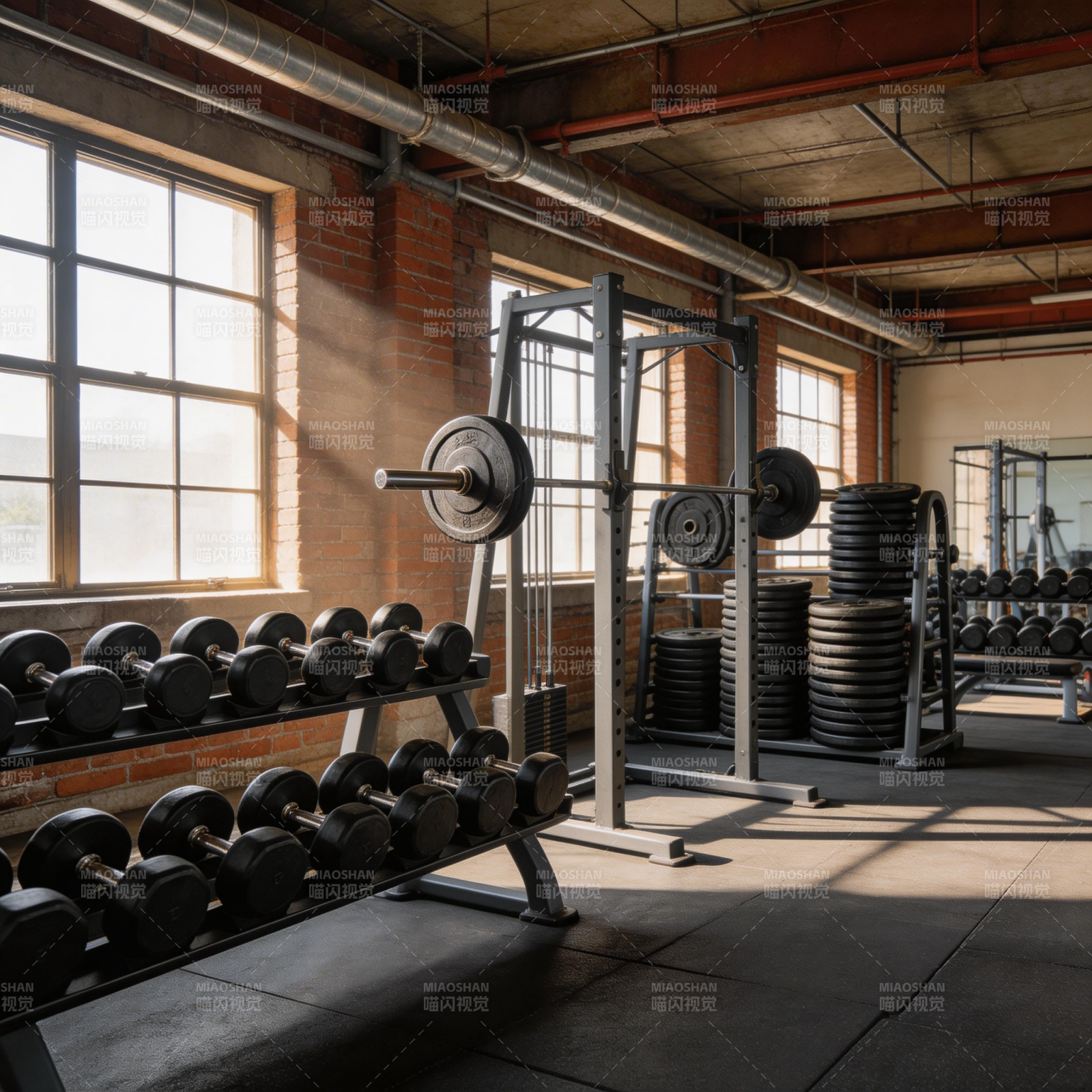 阳光洒落的健身房图片